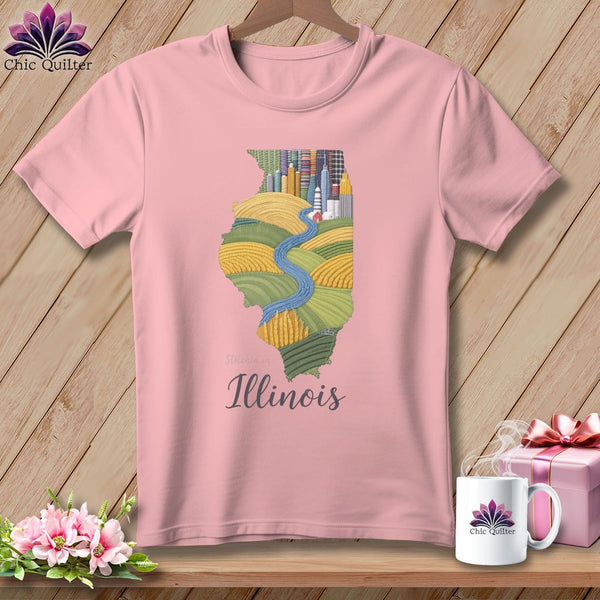 MyDesigns Physical Item S / Pink Stitchin' in Illinois ~ Relaxed Fit Tee