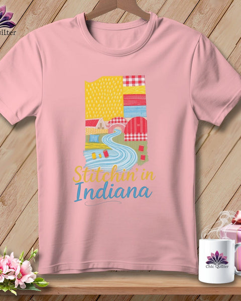 MyDesigns Physical Item S / Pink Stitchin' in Indiana ~ Relaxed Fit Tee