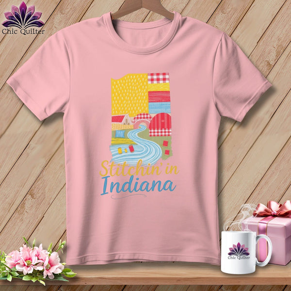 MyDesigns Physical Item S / Pink Stitchin' in Indiana ~ Relaxed Fit Tee