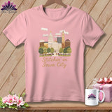MyDesigns Physical Item S / Pink Stitchin' in Iowa City ~ Relaxed Fit Tee