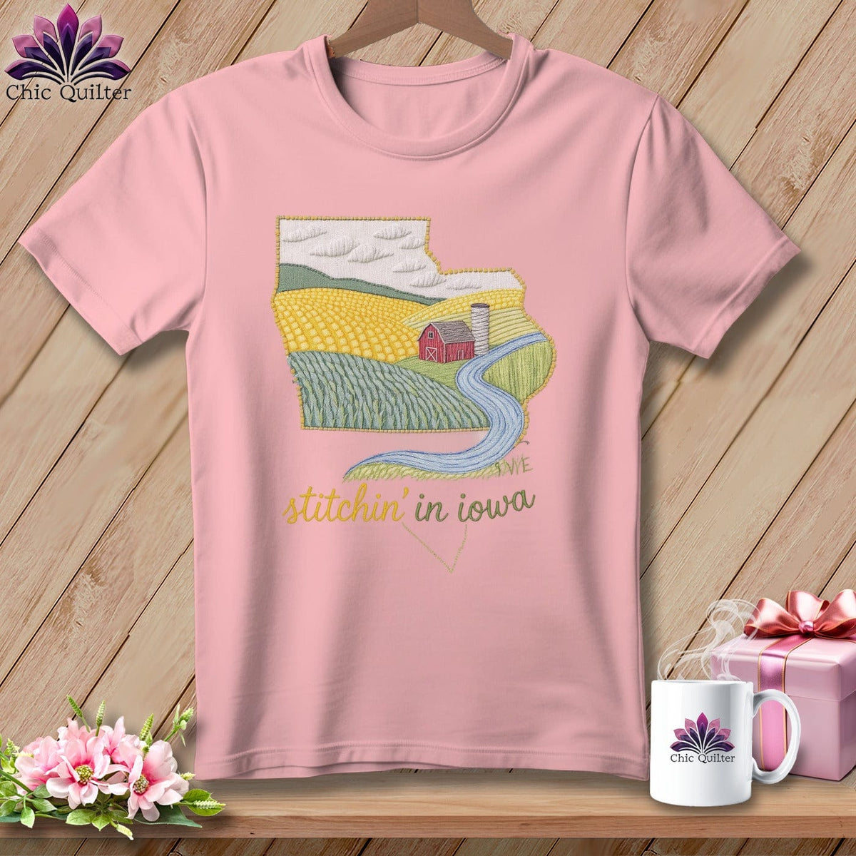 MyDesigns Physical Item S / Pink Stitchin' in Iowa ~ Relaxed Fit Tee