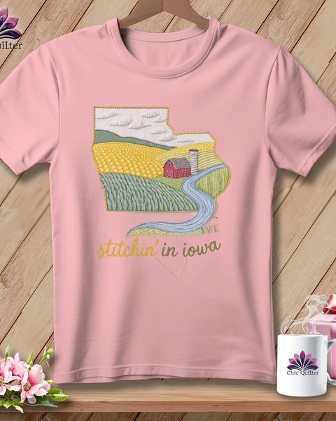 MyDesigns Physical Item S / Pink Stitchin' in Iowa ~ Relaxed Fit Tee