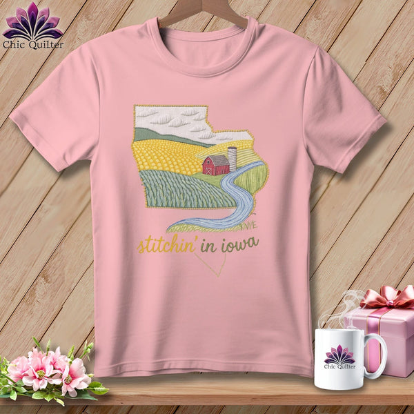 MyDesigns Physical Item S / Pink Stitchin' in Iowa ~ Relaxed Fit Tee