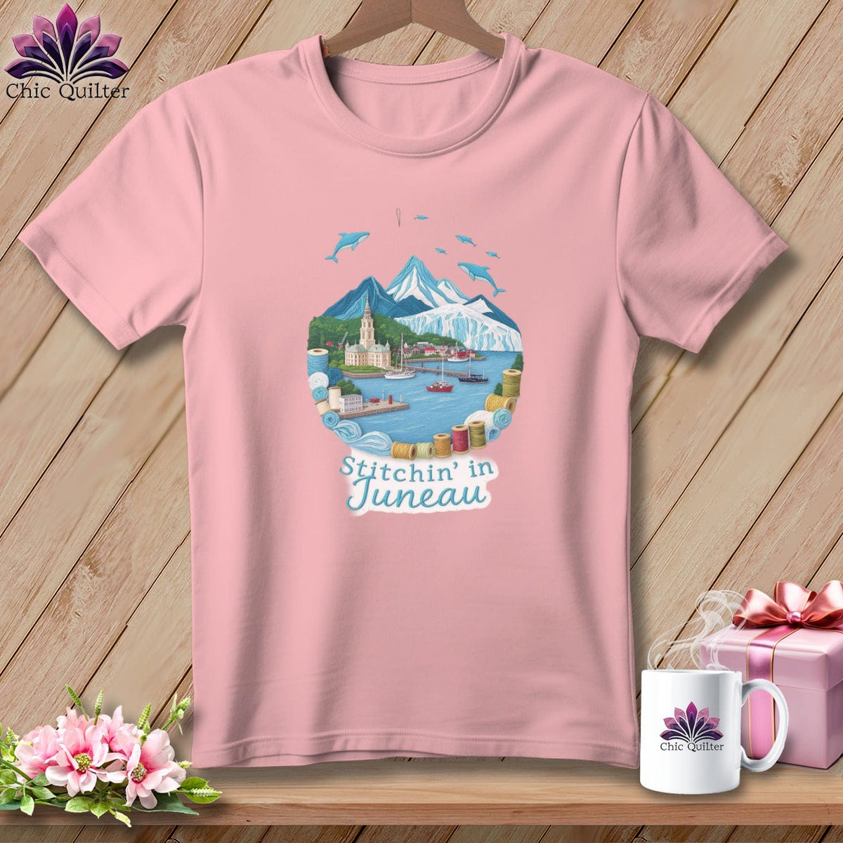 MyDesigns Physical Item S / Pink Stitchin' in Juneau ~ Relaxed Fit Tee