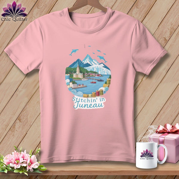 MyDesigns Physical Item S / Pink Stitchin' in Juneau ~ Relaxed Fit Tee