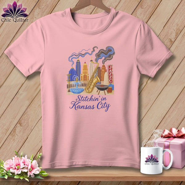 MyDesigns Physical Item S / Pink Stitchin' in Kansas City ~ Relaxed Fit Tee