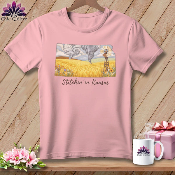 MyDesigns Physical Item S / Pink Stitchin' in Kansas ~ Relaxed Fit Tee