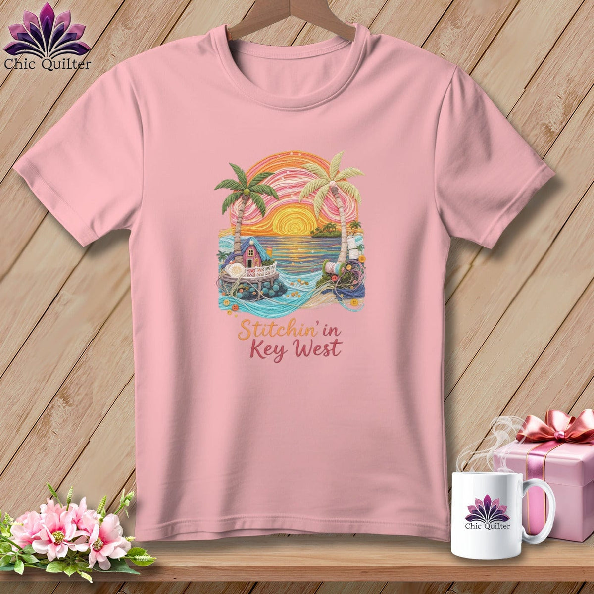 MyDesigns Physical Item S / Pink Stitchin' in Key West ~ Relaxed Fit Tee