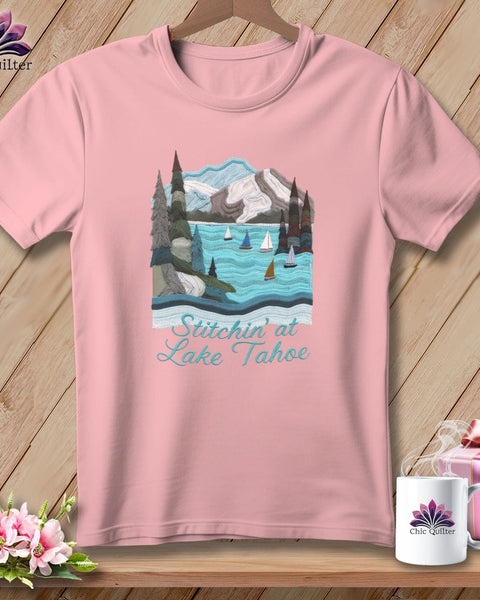 MyDesigns Physical Item S / Pink Stitchin' in Lake Tahoe ~ Relaxed Fit Tee
