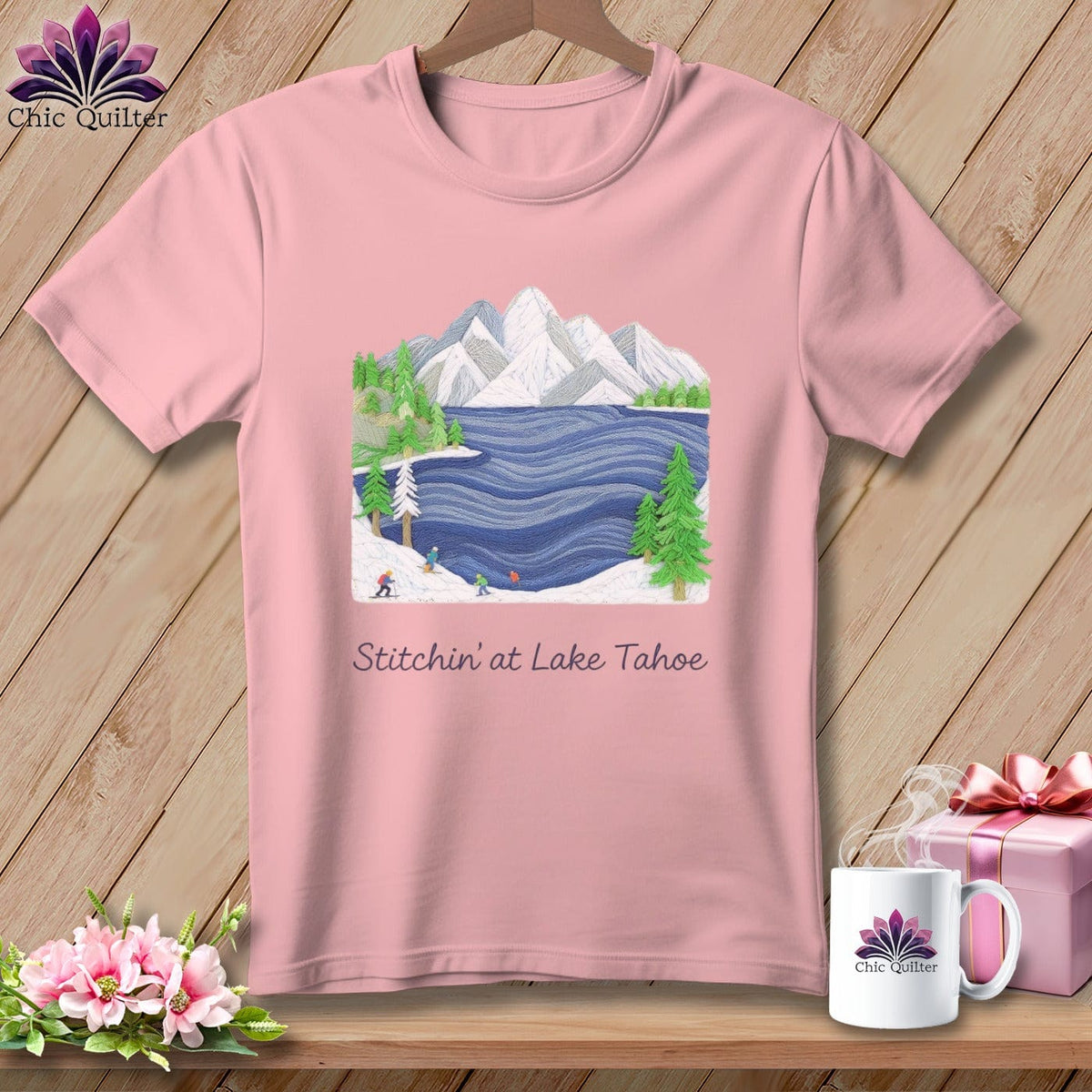 MyDesigns Physical Item S / Pink Stitchin' in Lake Tahoe ~ Relaxed Fit Tee