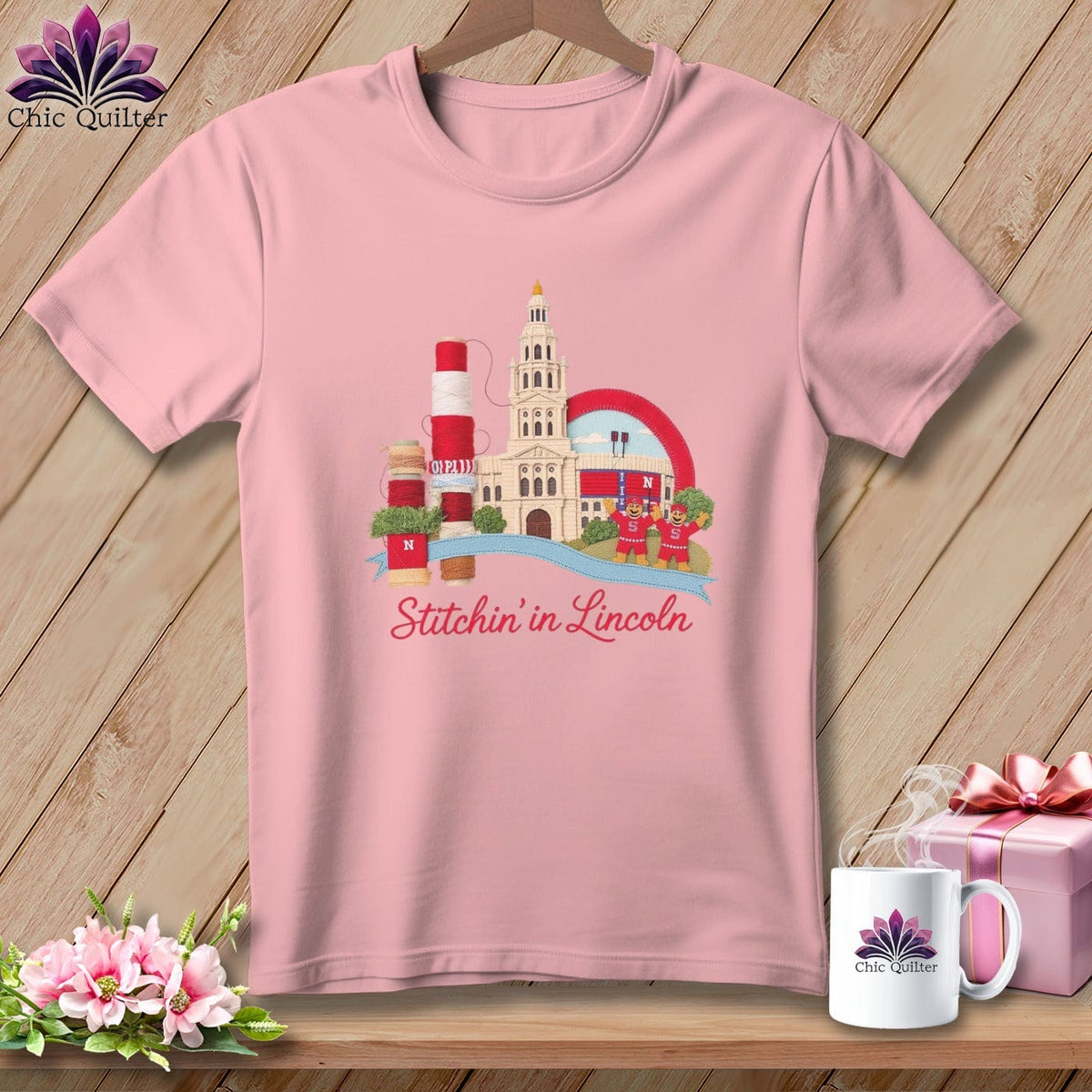 MyDesigns Physical Item S / Pink Stitchin' in Lincoln ~ Relaxed Fit Tee