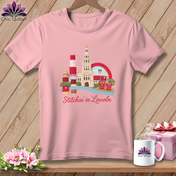 MyDesigns Physical Item S / Pink Stitchin' in Lincoln ~ Relaxed Fit Tee