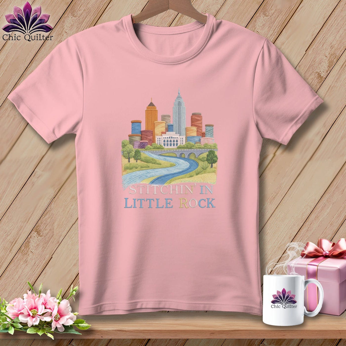 MyDesigns Physical Item S / Pink Stitchin' in Little Rock ~ Relaxed Fit Tee