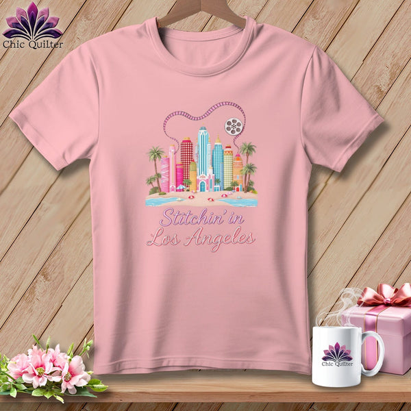 MyDesigns Physical Item S / Pink Stitchin' in Los Angeles ~ Relaxed Fit Tee