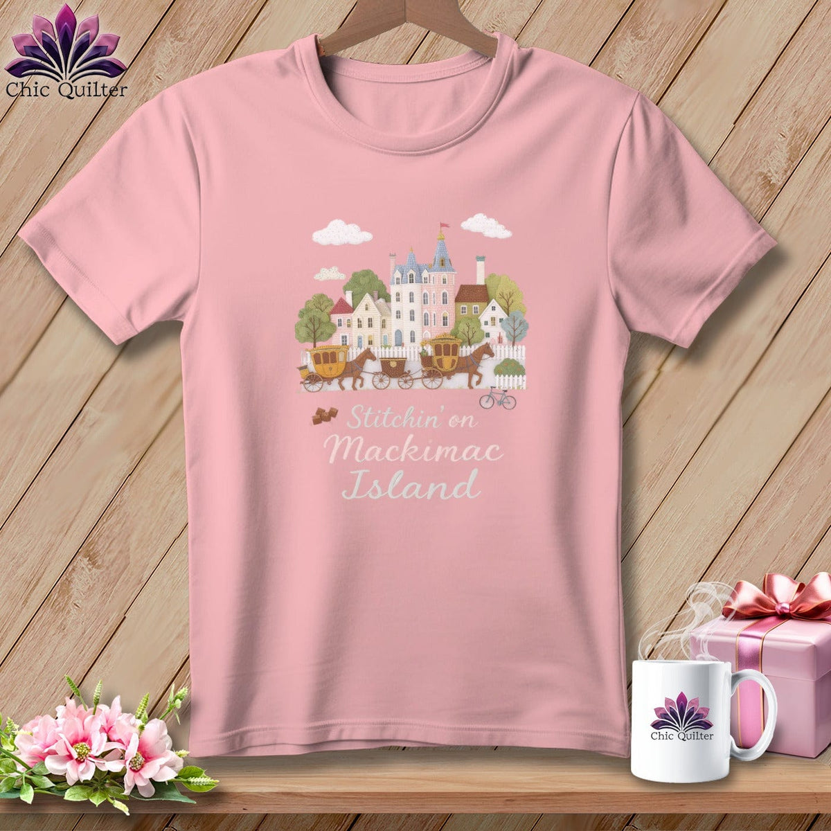 MyDesigns Physical Item S / Pink Stitchin' in Mackinac Island ~ Relaxed Fit Tee