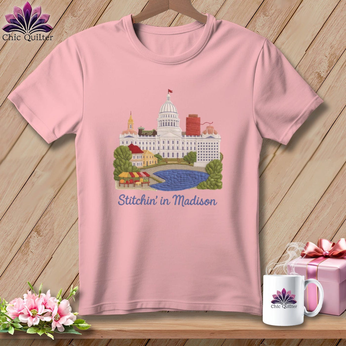 MyDesigns Physical Item S / Pink Stitchin' in Madison ~ Relaxed Fit Tee