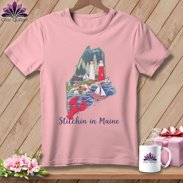 MyDesigns Physical Item S / Pink Stitchin' in Maine ~ Relaxed Fit Tee