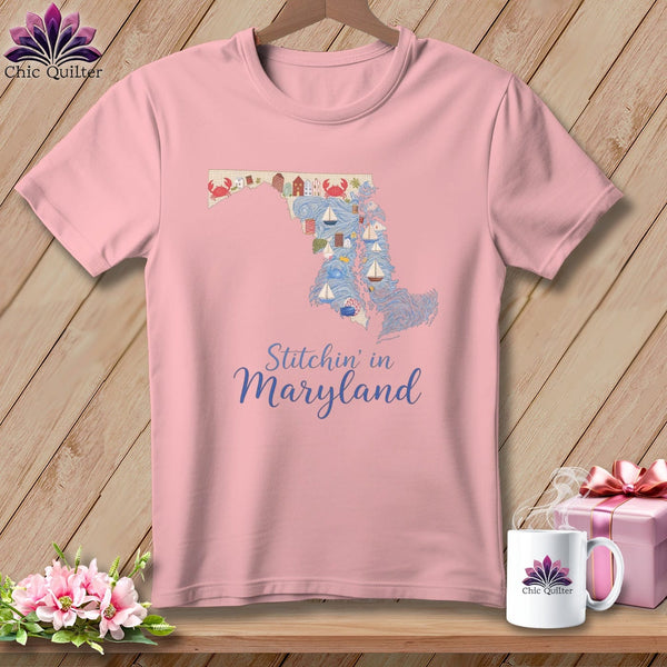 MyDesigns Physical Item S / Pink Stitchin' in Maryland ~ Relaxed Fit Tee