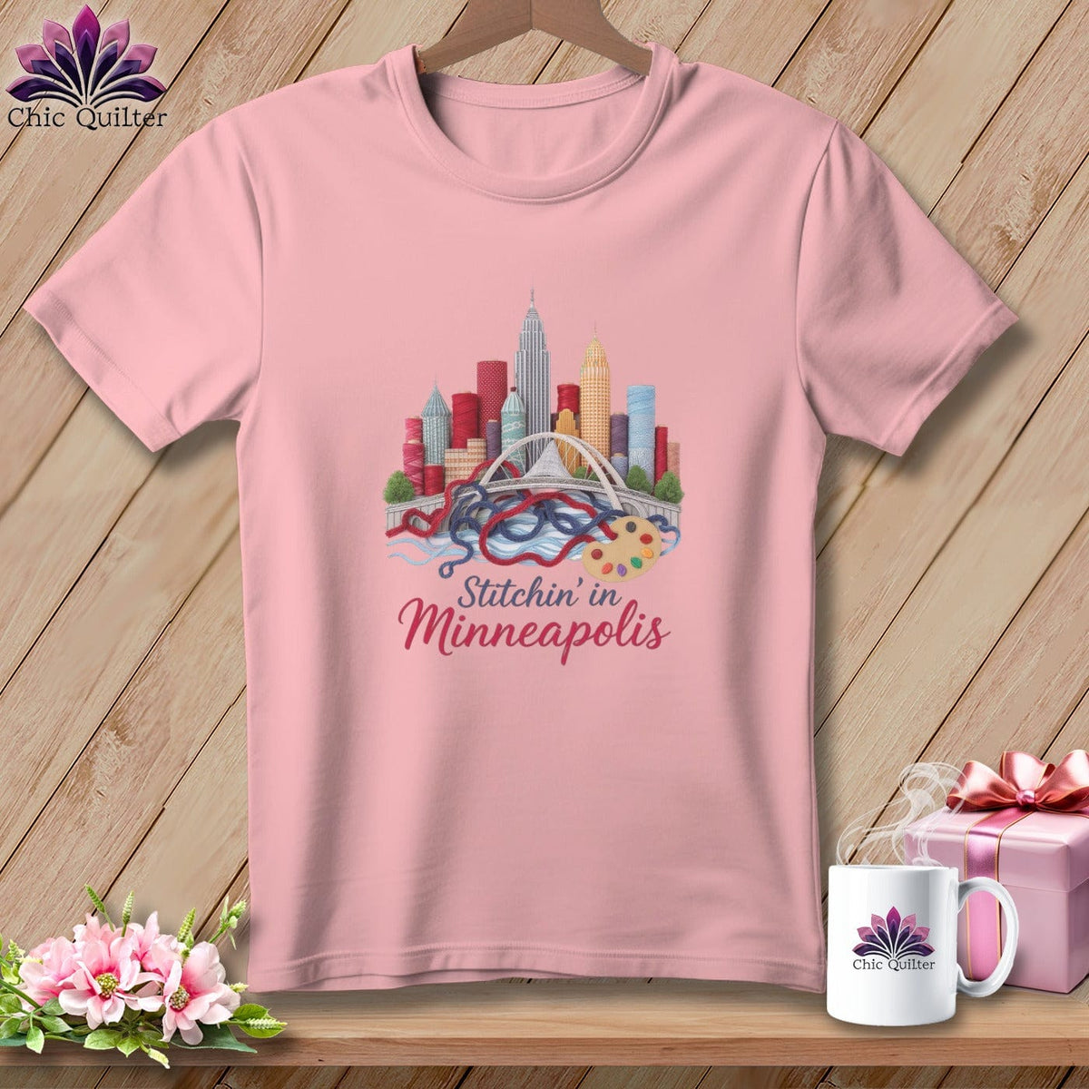 MyDesigns Physical Item S / Pink Stitchin' in Minneapolis ~ Relaxed Fit Tee