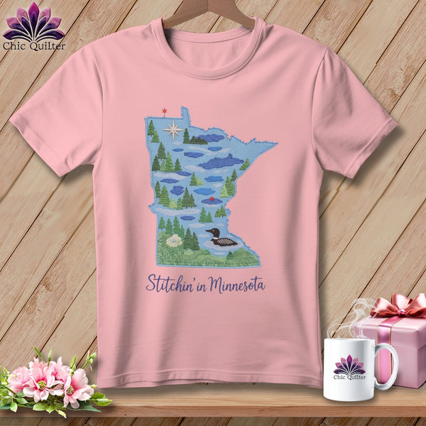 MyDesigns Physical Item S / Pink Stitchin' in Minnesota ~ Relaxed Fit Tee