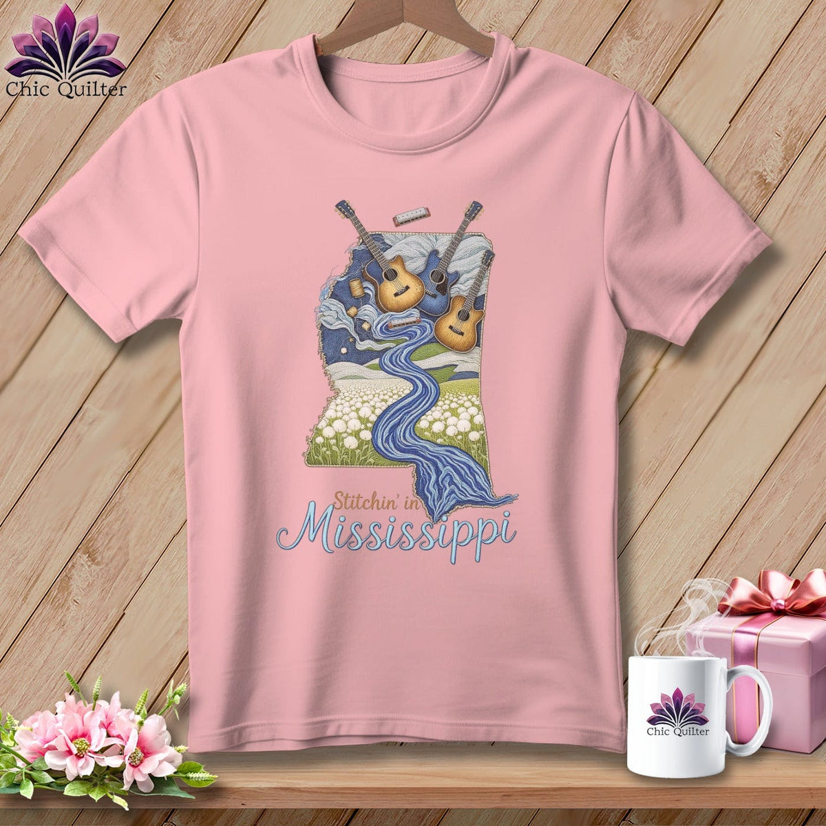 MyDesigns Physical Item S / Pink Stitchin' in Mississippi ~ Relaxed Fit Tee