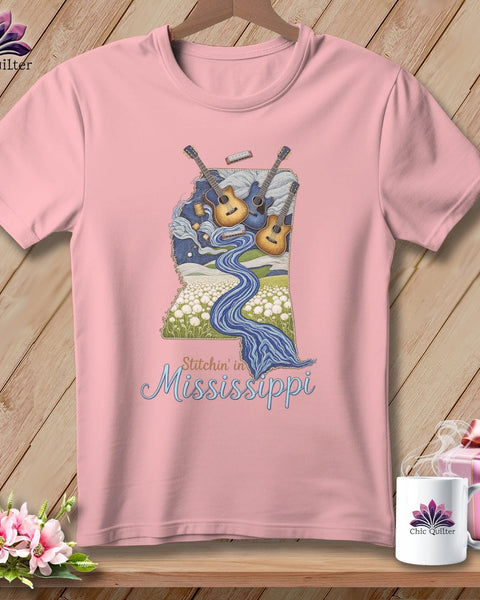 MyDesigns Physical Item S / Pink Stitchin' in Mississippi ~ Relaxed Fit Tee