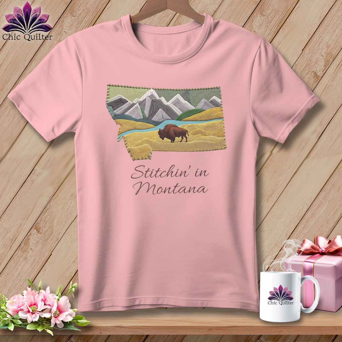 MyDesigns Physical Item S / Pink Stitchin' in Montana ~ Relaxed Fit Tee