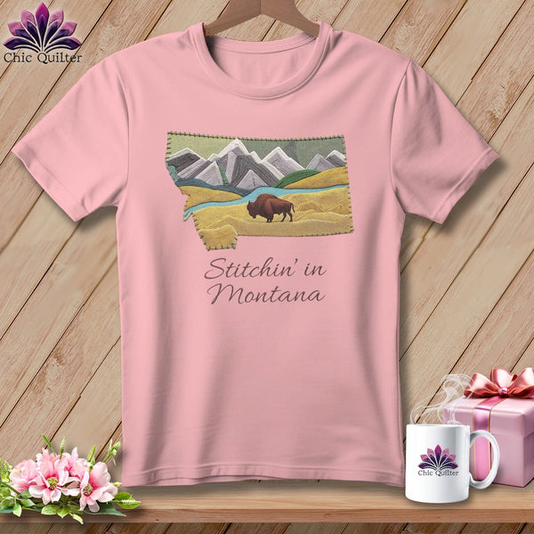 MyDesigns Physical Item S / Pink Stitchin' in Montana ~ Relaxed Fit Tee