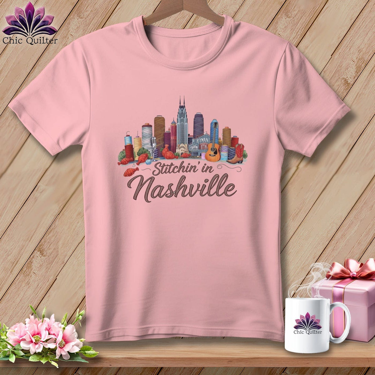 MyDesigns Physical Item S / Pink Stitchin' in Nashville ~ Relaxed Fit Tee