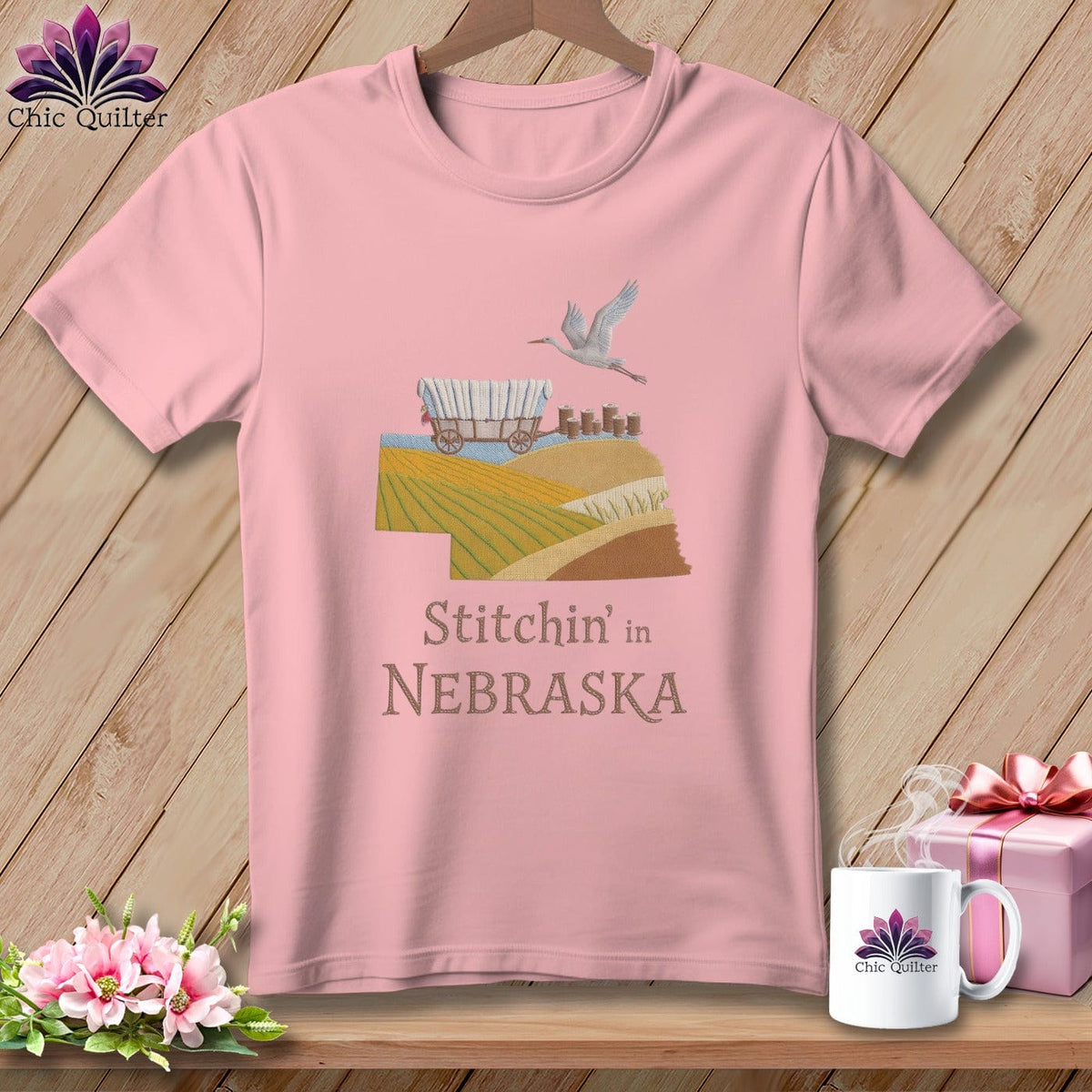 MyDesigns Physical Item S / Pink Stitchin' in Nebraska ~ Relaxed Fit Tee