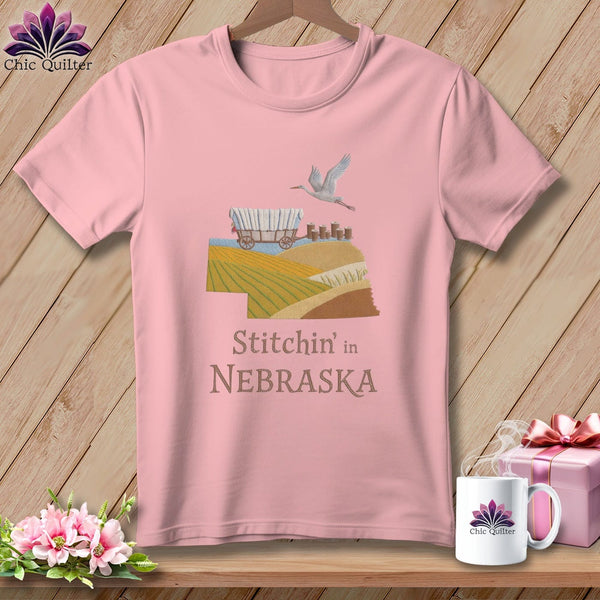 MyDesigns Physical Item S / Pink Stitchin' in Nebraska ~ Relaxed Fit Tee