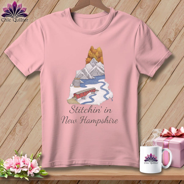 MyDesigns Physical Item S / Pink Stitchin' in New Hampshire ~ Relaxed Fit Tee