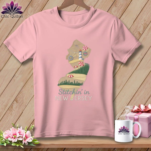 MyDesigns Physical Item S / Pink Stitchin' in New Jersey ~ Relaxed Fit Tee