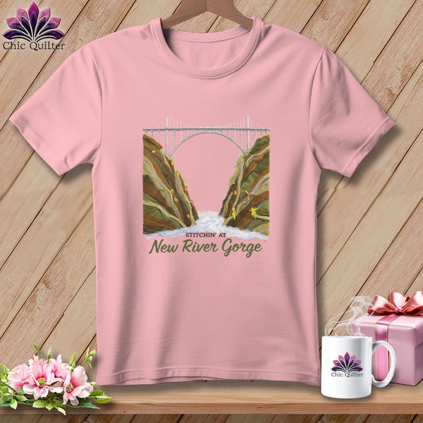 MyDesigns Physical Item S / Pink Stitchin' in New River Gorge ~ Relaxed Fit Tee