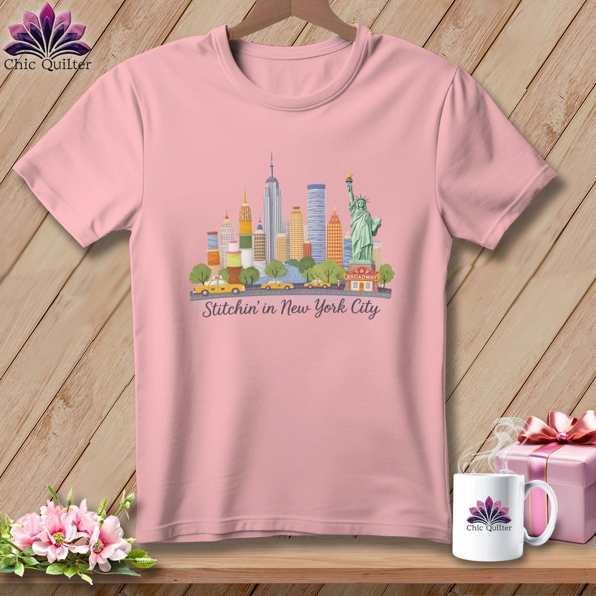 MyDesigns Physical Item S / Pink Stitchin' in New York City ~ Relaxed Fit Tee