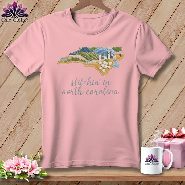 MyDesigns Physical Item S / Pink Stitchin' in North Carolina ~ Relaxed Fit Tee
