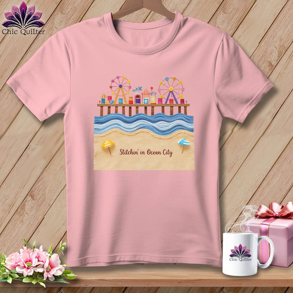 MyDesigns Physical Item S / Pink Stitchin' in Ocean City ~ Relaxed Fit Tee