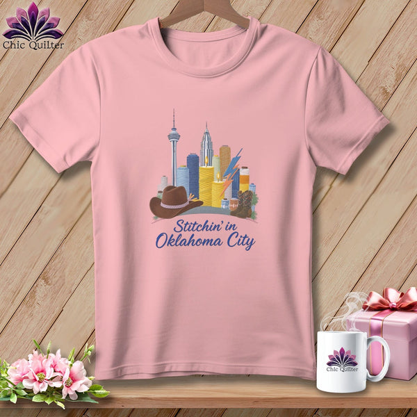 MyDesigns Physical Item S / Pink Stitchin' in Oklahoma City ~ Relaxed Fit Tee