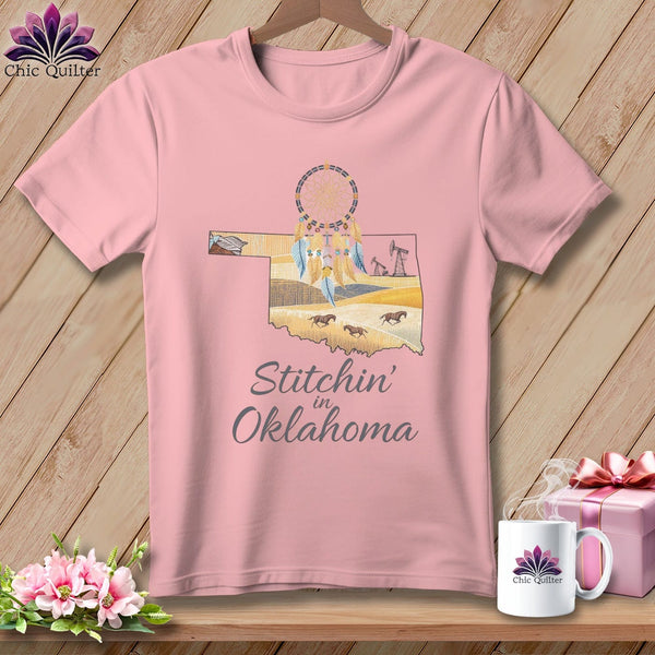 MyDesigns Physical Item S / Pink Stitchin' in Oklahoma ~ Relaxed Fit Tee