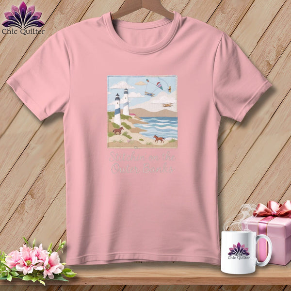 MyDesigns Physical Item S / Pink Stitchin' in Outer Banks ~ Relaxed Fit Tee