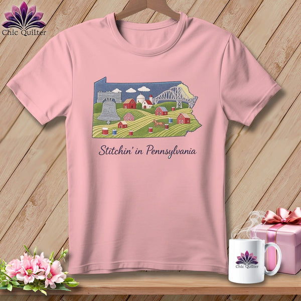 MyDesigns Physical Item S / Pink Stitchin' in Pennsylvania ~ Relaxed Fit Tee