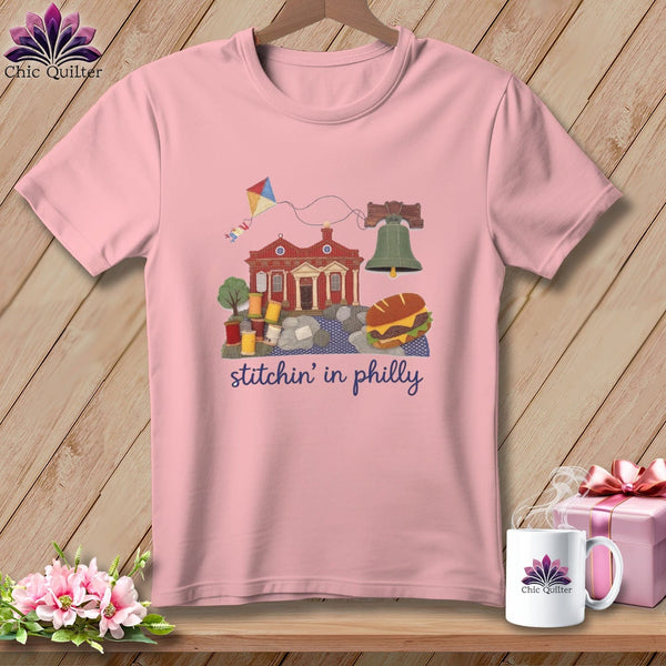 MyDesigns Physical Item S / Pink Stitchin' in Philadelphia ~ Relaxed Fit Tee