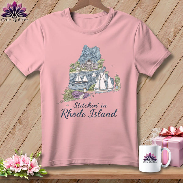 MyDesigns Physical Item S / Pink Stitchin' in Rhode Island ~ Relaxed Fit Tee