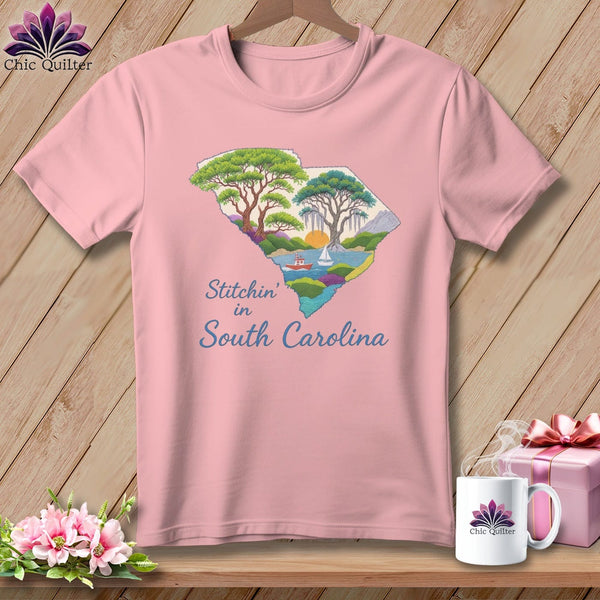 MyDesigns Physical Item S / Pink Stitchin' in South Carolina ~ Relaxed Fit Tee