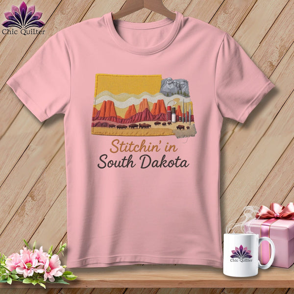 MyDesigns Physical Item S / Pink Stitchin' in South Dakota ~ Relaxed Fit Tee