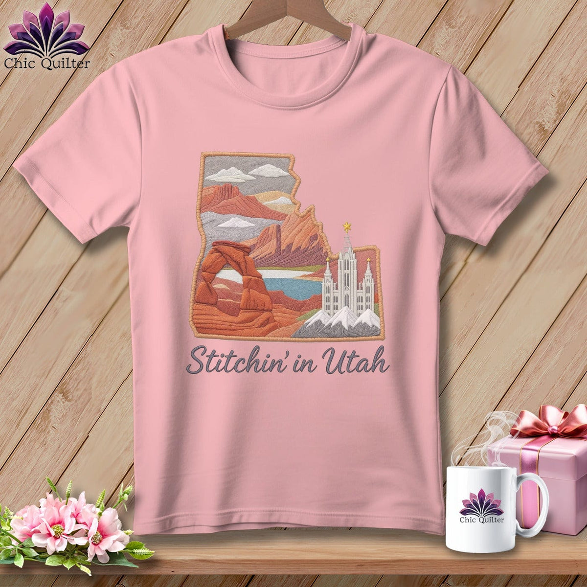 MyDesigns Physical Item S / Pink Stitchin' in Utah ~ Relaxed Fit Tee