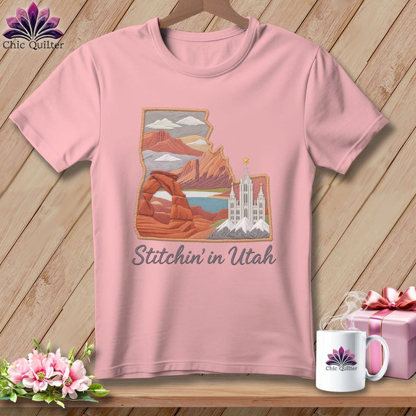MyDesigns Physical Item S / Pink Stitchin' in Utah ~ Relaxed Fit Tee