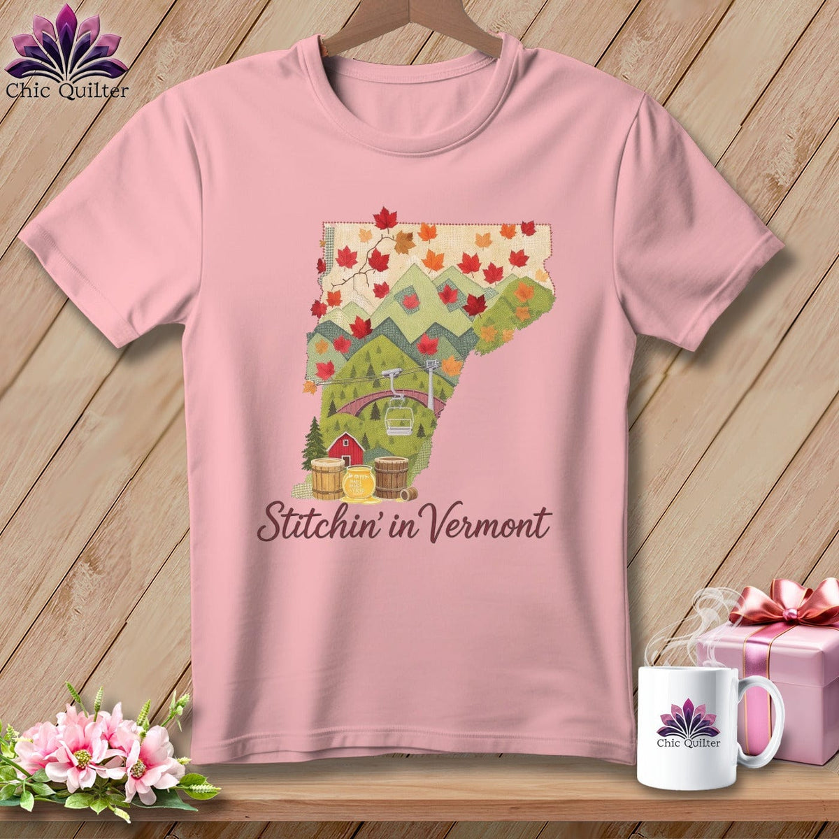 MyDesigns Physical Item S / Pink Stitchin' in Vermont ~ Relaxed Fit Tee