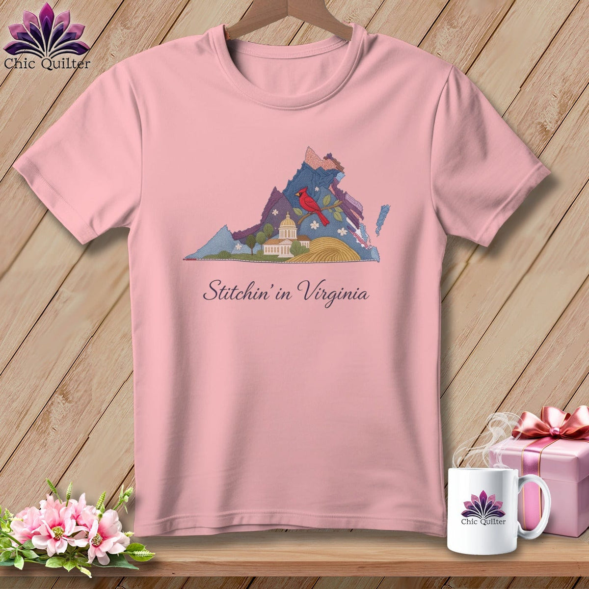 MyDesigns Physical Item S / Pink Stitchin' in Virginia ~ Relaxed Fit Tee