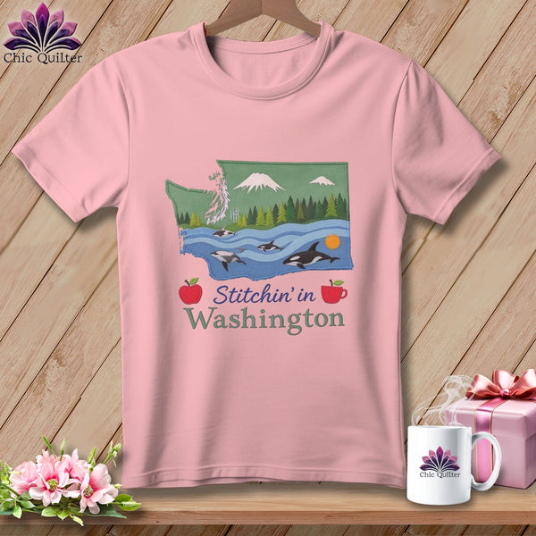 MyDesigns Physical Item S / Pink Stitchin' in Washington ~ Relaxed Fit Tee